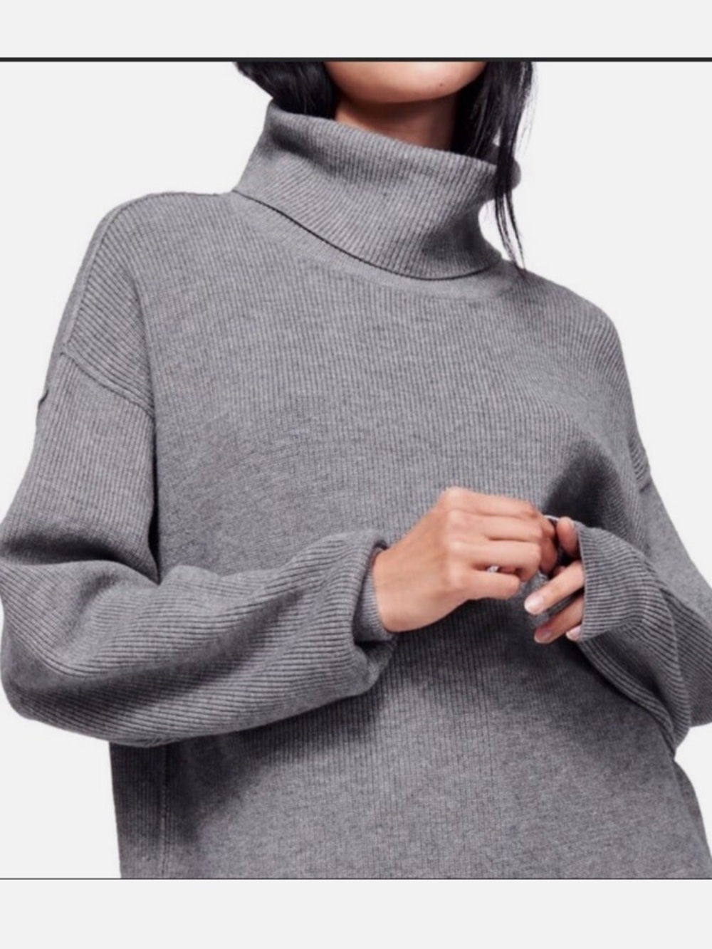 Free People Softly Structured Knit Tunic, Grey, Size L